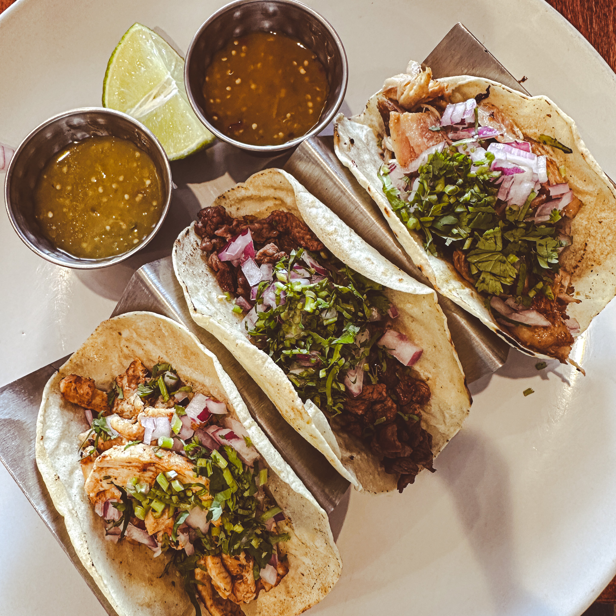 Agave Bar & Grill Mexican Restaurant in Downtown Fredericksburg, VA tacos trio carne de asada